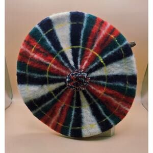 Vintage Dress Stewart Scottish Plaid Wool Beret Pre-loved